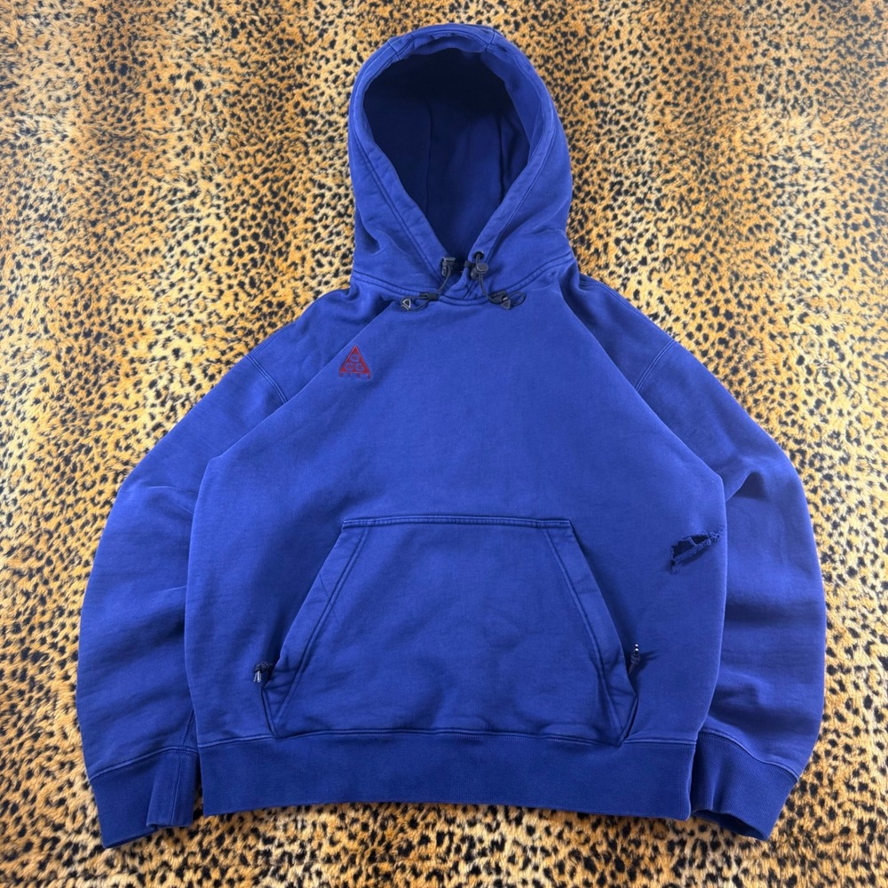 Nike ACG Pullover Hoodie Blue Fleece Kangaroo Pocket S Made in Vietnam